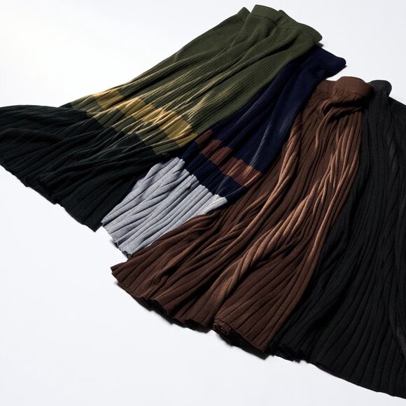 NWT Uniqlo : C Merino Blend Ribbed Skirt | Color Block, Navy, S - Picture 3 of 4